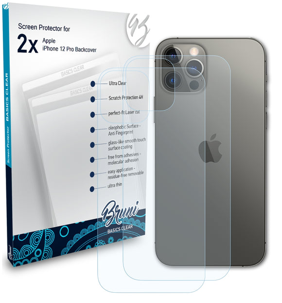 Bruni Basics-Clear Displayschutzfolie für Apple iPhone 12 Pro (Backcover)
