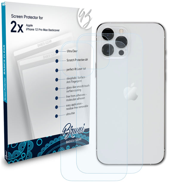 Bruni Basics-Clear Displayschutzfolie für Apple iPhone 12 Pro Max (Backcover)