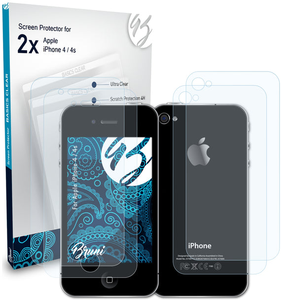 Bruni Basics-Clear Displayschutzfolie für Apple iPhone 4 / 4s