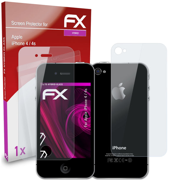 atFoliX FX-Hybrid-Glass Panzerglasfolie für Apple iPhone 4 / 4s