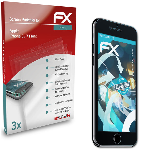 atFoliX FX-ActiFleX Displayschutzfolie für Apple iPhone 8 / 7 (Front)