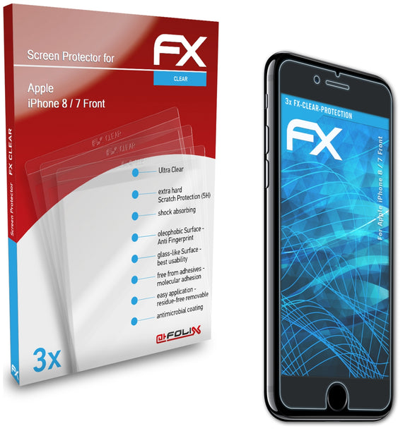 atFoliX FX-Clear Schutzfolie für Apple iPhone 8 / 7 (Front)