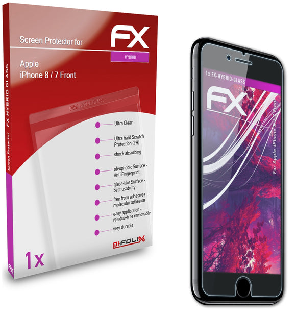 atFoliX FX-Hybrid-Glass Panzerglasfolie für Apple iPhone 8 / 7 (Front)