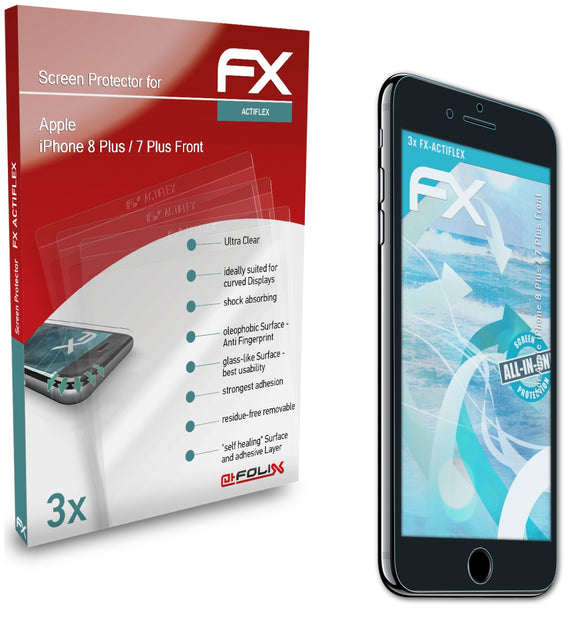 atFoliX FX-ActiFleX Displayschutzfolie für Apple iPhone 8 Plus / 7 Plus (Front)