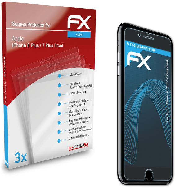 atFoliX FX-Clear Schutzfolie für Apple iPhone 8 Plus / 7 Plus (Front)
