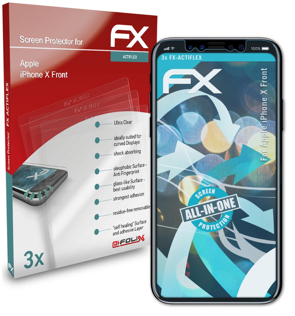 atFoliX FX-ActiFleX Displayschutzfolie für Apple iPhone X (Front)