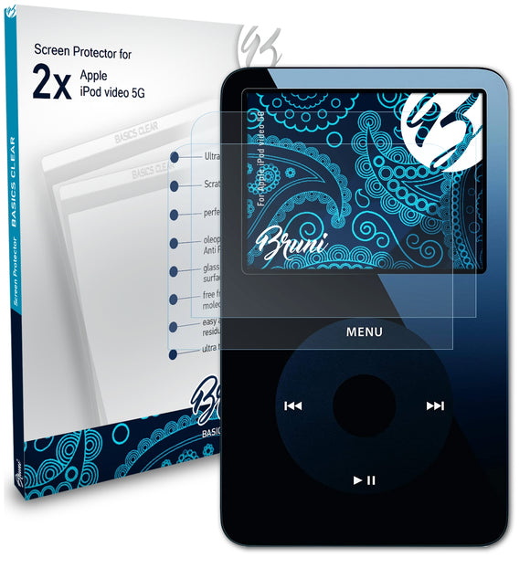 Bruni Basics-Clear Displayschutzfolie für Apple iPod video 5G