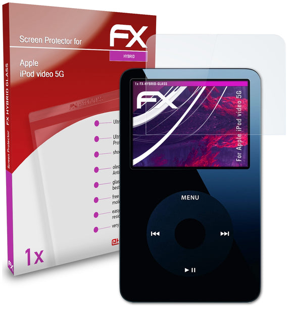 atFoliX FX-Hybrid-Glass Panzerglasfolie für Apple iPod video 5G