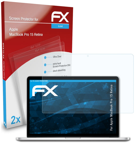 atFoliX FX-Clear Schutzfolie für Apple MacBook Pro 15 Retina