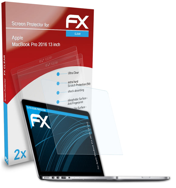 atFoliX FX-Clear Schutzfolie für Apple MacBook Pro 2016 13 inch