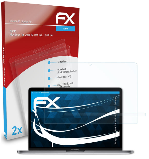 atFoliX FX-Clear Schutzfolie für Apple MacBook Pro 2016 13 inch (incl. Touch Bar)