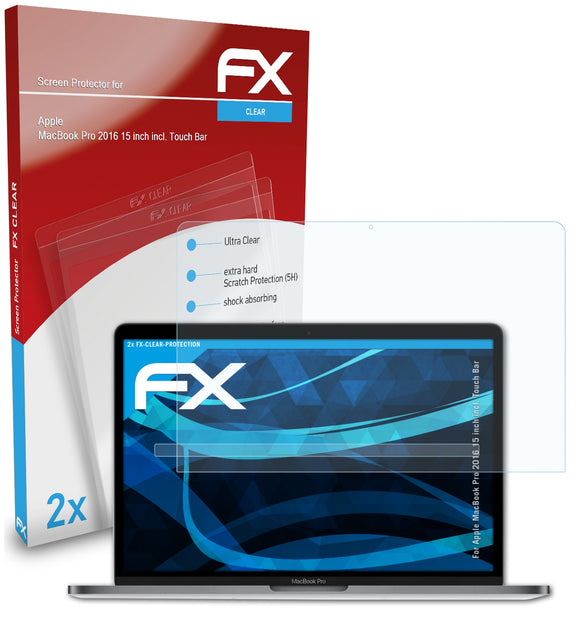 atFoliX FX-Clear Schutzfolie für Apple MacBook Pro 2016 15 inch (incl. Touch Bar)