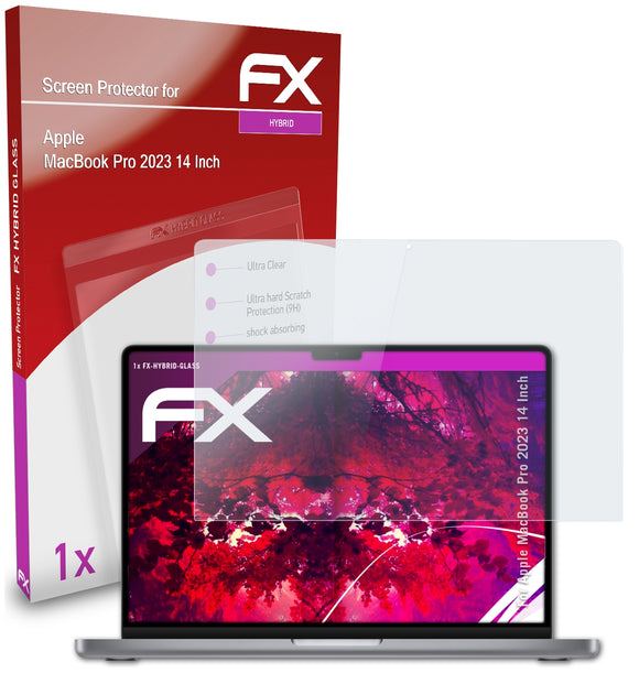 atFoliX FX-Hybrid-Glass Panzerglasfolie für Apple MacBook Pro 2023 (14 Inch)