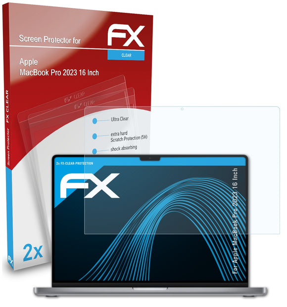 atFoliX FX-Clear Schutzfolie für Apple MacBook Pro 2023 (16 Inch)