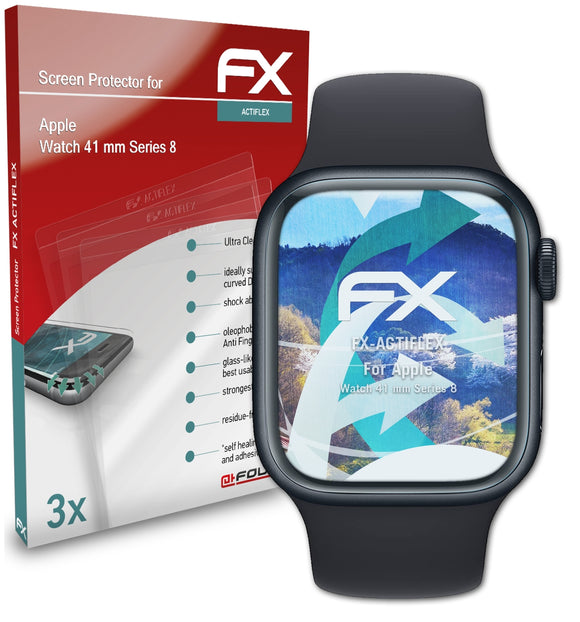 atFoliX FX-ActiFleX Displayschutzfolie für Apple Watch 41 mm (Series 8)