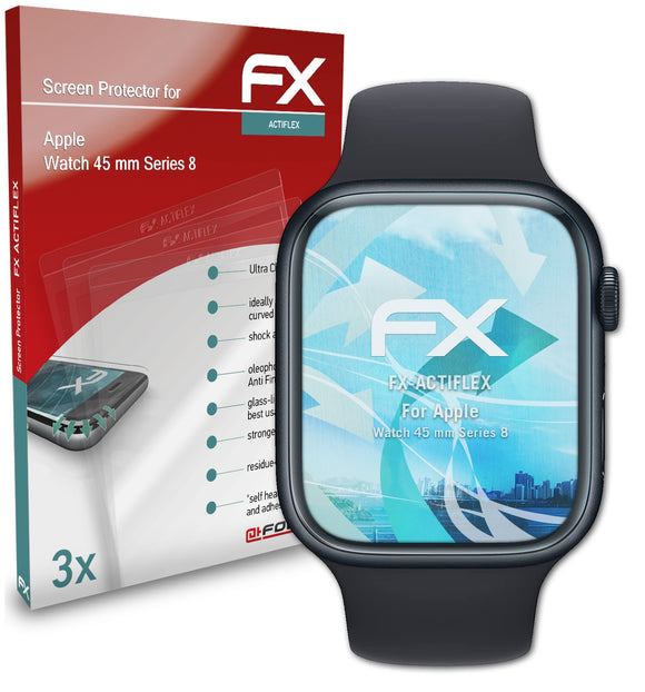 atFoliX FX-ActiFleX Displayschutzfolie für Apple Watch 45 mm (Series 8)