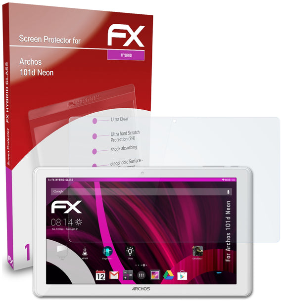 atFoliX FX-Hybrid-Glass Panzerglasfolie für Archos 101d Neon