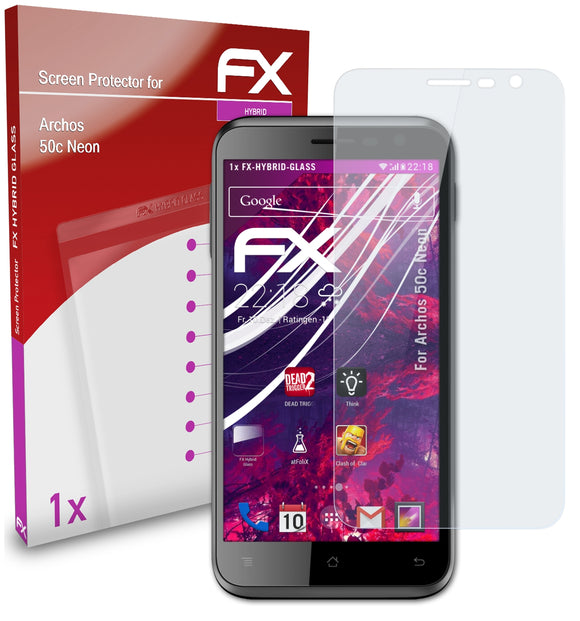 atFoliX FX-Hybrid-Glass Panzerglasfolie für Archos 50c Neon