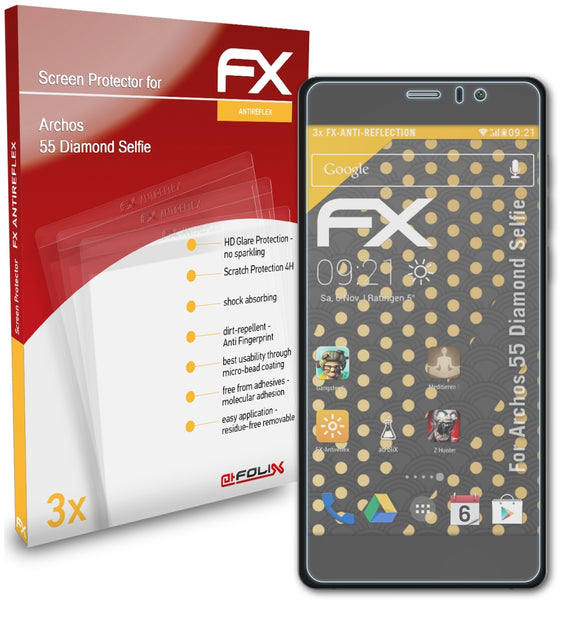 atFoliX FX-Antireflex Displayschutzfolie für Archos 55 Diamond Selfie