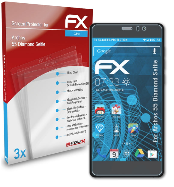 atFoliX FX-Clear Schutzfolie für Archos 55 Diamond Selfie