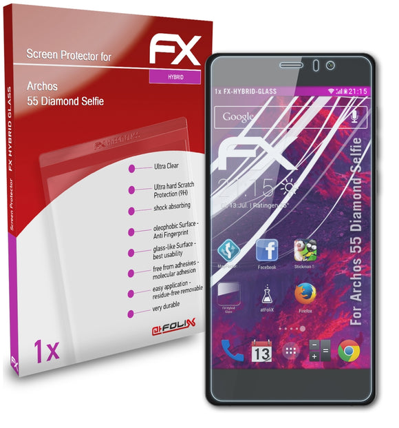 atFoliX FX-Hybrid-Glass Panzerglasfolie für Archos 55 Diamond Selfie