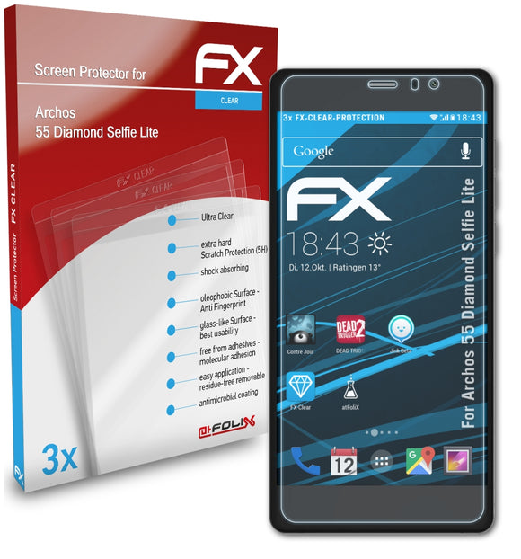 atFoliX FX-Clear Schutzfolie für Archos 55 Diamond Selfie Lite