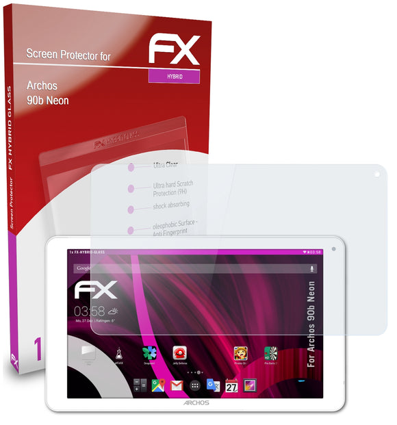 atFoliX FX-Hybrid-Glass Panzerglasfolie für Archos 90b Neon