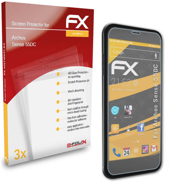 atFoliX FX-Antireflex Displayschutzfolie für Archos Sense 55DC