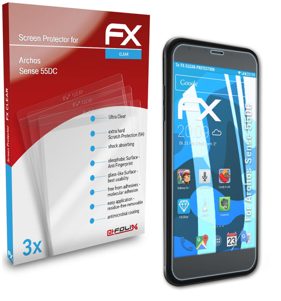 atFoliX FX-Clear Schutzfolie für Archos Sense 55DC