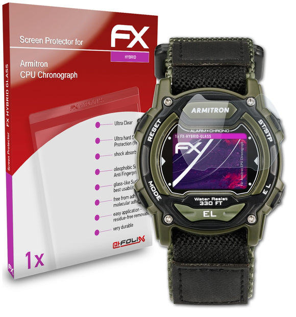 atFoliX FX-Hybrid-Glass Panzerglasfolie für Armitron CPU Chronograph