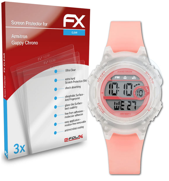 atFoliX FX-Clear Schutzfolie für Armitron Guppy Chrono