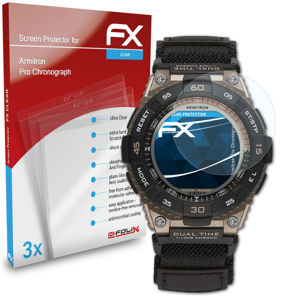 atFoliX FX-Clear Schutzfolie für Armitron Pro Chronograph