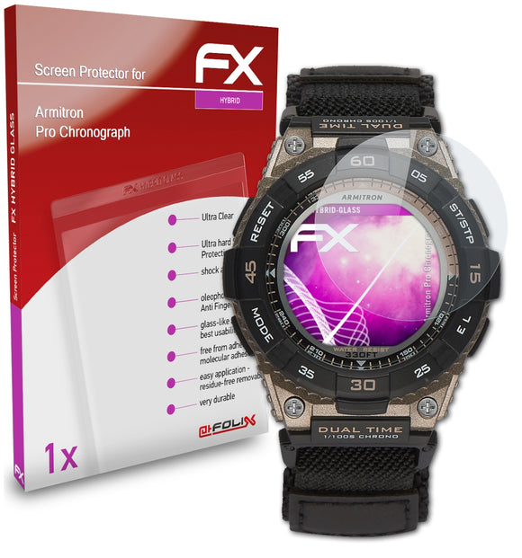 atFoliX FX-Hybrid-Glass Panzerglasfolie für Armitron Pro Chronograph