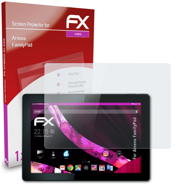 atFoliX FX-Hybrid-Glass Panzerglasfolie für Arnova FamilyPad