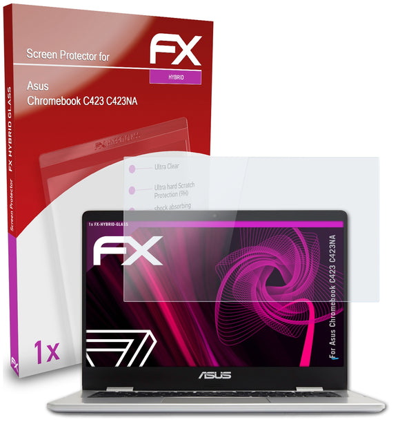 atFoliX FX-Hybrid-Glass Panzerglasfolie für Asus Chromebook C423 (C423NA)