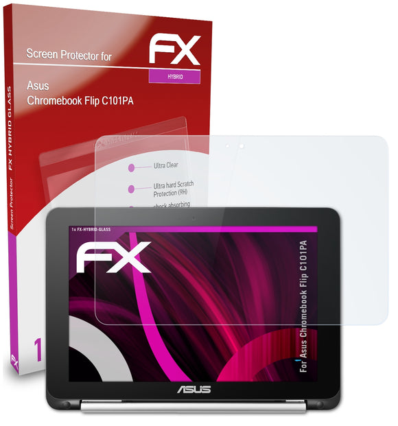 atFoliX FX-Hybrid-Glass Panzerglasfolie für Asus Chromebook Flip C101PA