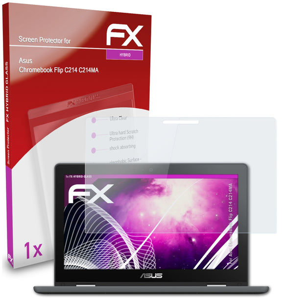 atFoliX FX-Hybrid-Glass Panzerglasfolie für Asus Chromebook Flip C214 (C214MA)