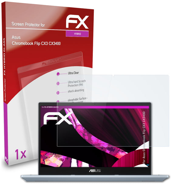 atFoliX FX-Hybrid-Glass Panzerglasfolie für Asus Chromebook Flip CX3 (CX3400)
