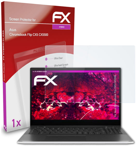 atFoliX FX-Hybrid-Glass Panzerglasfolie für Asus Chromebook Flip CX5 (CX5500)
