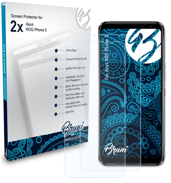 Bruni Basics-Clear Displayschutzfolie für Asus ROG Phone 5