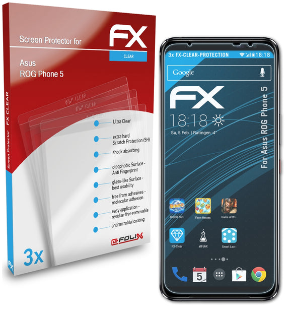 atFoliX FX-Clear Schutzfolie für Asus ROG Phone 5