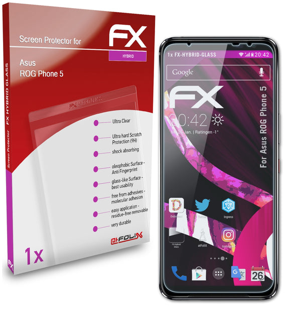 atFoliX FX-Hybrid-Glass Panzerglasfolie für Asus ROG Phone 5