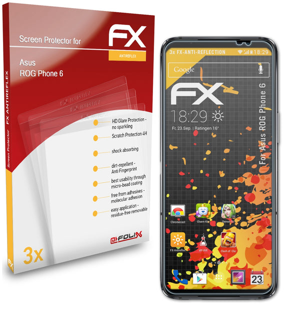 atFoliX FX-Antireflex Displayschutzfolie für Asus ROG Phone 6