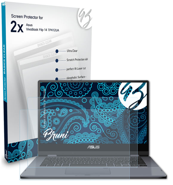 Bruni Basics-Clear Displayschutzfolie für Asus VivoBook Flip 14 (TP412UA)