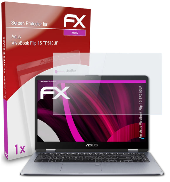 atFoliX FX-Hybrid-Glass Panzerglasfolie für Asus VivoBook Flip 15 (TP510UF)