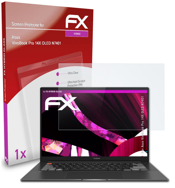 atFoliX FX-Hybrid-Glass Panzerglasfolie für Asus VivoBook Pro 14X OLED (N7401)