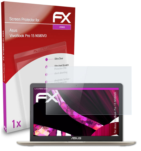 atFoliX FX-Hybrid-Glass Panzerglasfolie für Asus VivoBook Pro 15 (N580VD)