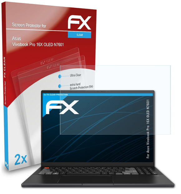 atFoliX FX-Clear Schutzfolie für Asus Vivobook Pro 16X OLED (N7601)