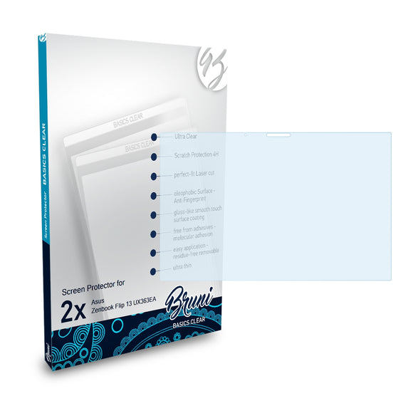 Bruni Basics-Clear Displayschutzfolie für Asus Zenbook Flip 13 (UX363EA)