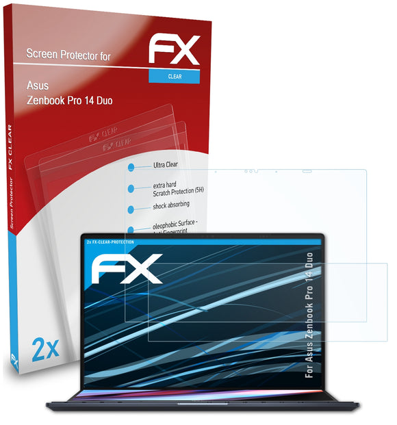 atFoliX FX-Clear Schutzfolie für Asus Zenbook Pro 14 Duo